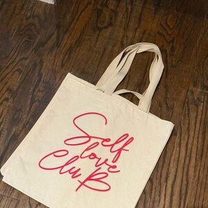 Self Love Club Canvas Tote Bag - Cream and Red